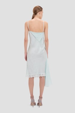 Victoria Beckham Crushed Cami Midi Dress In Aquamarine - 14 - Womens