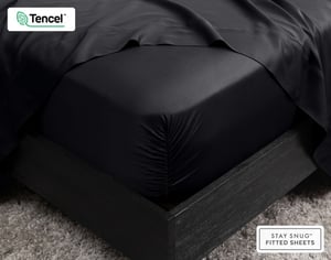QE Home 350TC BeechBliss TENCEL™ Modal Fitted Sheet in Black, King