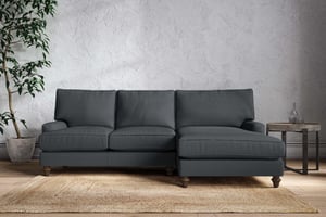 nkuku Marri Large Right Hand Chaise Sofa | Make To Order | Recycled Cotton Mercury | No Colour