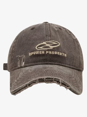 Thesupermade Ripped Denim Baseball Cap - 2028 - Brown / One Size