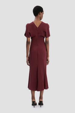 Victoria Beckham Bela Midi Dress In Cinnabar Red - 16 - Womens