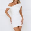 Elevated Edge Off Shoulder Mini Dress White
