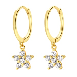 Floweret Huggie Earrings Sterling Silver Gold