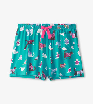 Women's Cute Cats Polyknit Pajama Shorts