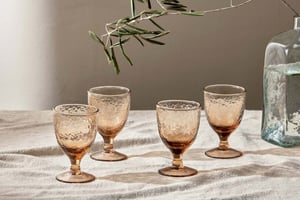 nkuku Yala Hammered Wine Glass Set Of 4 | Glassware | Mauve