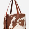 Classic Tote Bag - Tan Natural Cowhide and Calfskin Leather