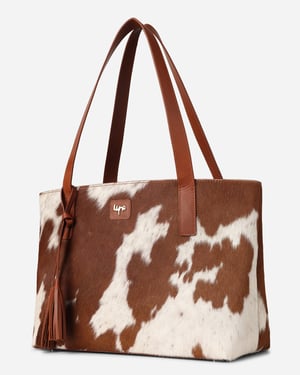 Classic Tote Bag - Tan Natural Cowhide and Calfskin Leather