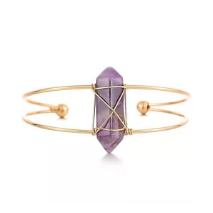 Jeulia "Soothing Power" Hexagonal Column Shaped Natural Amethyst Bangle Bracelet