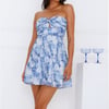 Unique Rose Strapless Mini Dress Blue