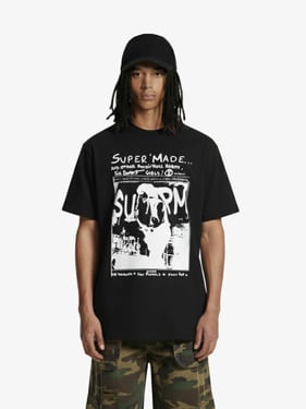 Vintage Washed Punk Graphic Print T-Shirt - Black / 2XL