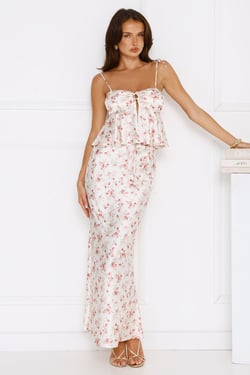 Comfort Zone Satin Maxi Skirt Print