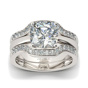 Jeulia 3PC Cushion Cut Sterling Silver Ring Set