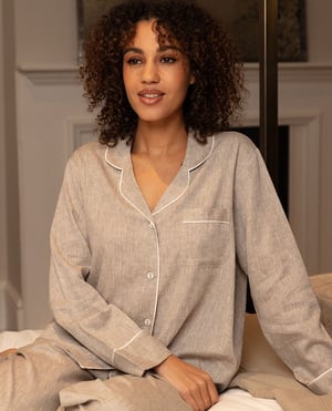 The Linen Edit Womens Mocha Wide Leg Pyjama Set - 28