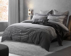 QE Home Cavalo Duvet Cover, Cotton, Geometric, Grey, King