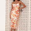 Style Tree Satin Midi Dress Orange