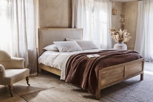 nkuku Sanja Stripe Bed | Bedroom Furniture | King | Natural