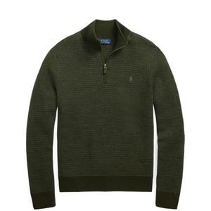 Polo Ralph Lauren Washable Wool Quarter-Zip Sweater Olive Combo