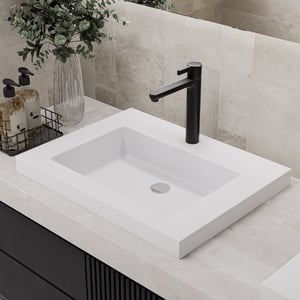 23"Rectangular Concrete white Drop-in Bathroom Sink