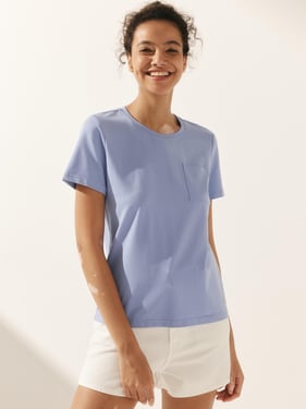 Stretch-Knit Bamboo Classic Basic Tee BELLE - Periwinkle / Crew Neck / S