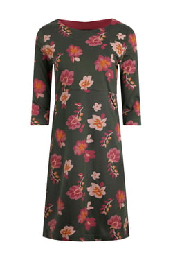 Weird Fish Shafika Printed Jersey Dress Olive Size 8