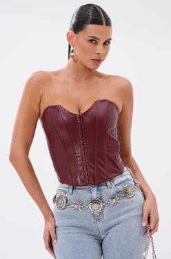 AKIRA Back It Up Corset Top | Burgundy | Size XL