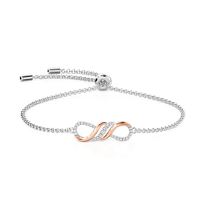 Jeulia Amore Two Tone Infinity Bracelet Adjustable
