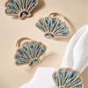 Shell Handwoven Iraca Napkin Rings - Blue