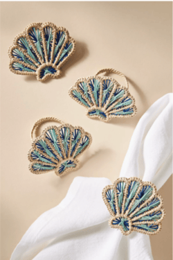 Shell Handwoven Iraca Napkin Rings - Yellow