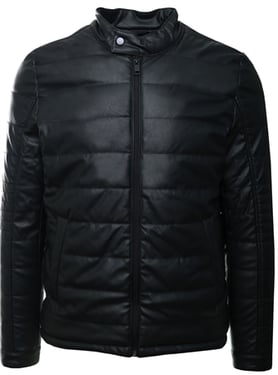 Brave Soul Pu Bomer Jacket - Black - XL
