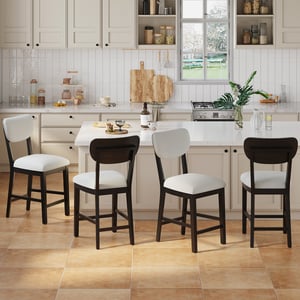 COLAMY AUREL Upholstered Bar Stool - Black / Set of 4