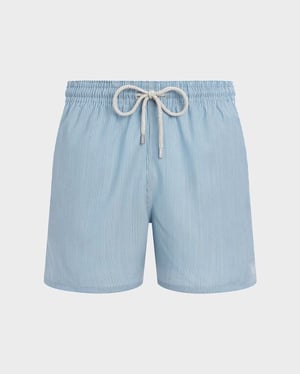 Vilebrequin - Men Ultrafine Wool Swim Shorts Micro Rayures Tailoring - Swimwear - Moopea - Blue - Size XXL