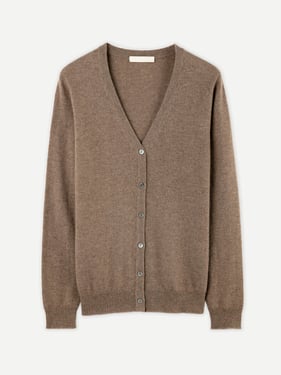 Organic Color Essential Cashmere V-Neck Cardigan - 2XL / Beige / WK03-57