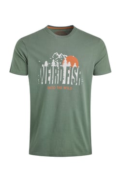 Weird Fish Into The Wild Front Print Graphic T-Shirt Army Green Size XL