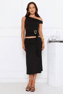 Starlit Muse Midi Skirt Black