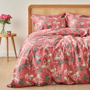 Rose Cotton Sateen Duvet Cover Set - King