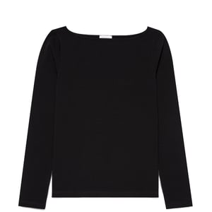 Sunspel Womens Slash Neck L/S Top Black