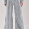 AKIRA Pick N Choose Rhinestone Wide Leg Denim Pants | Light Blue | Size Medium
