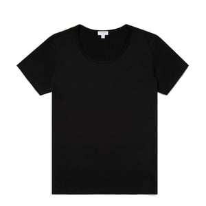 Sunspel Womens Scoop T-Shirt Black