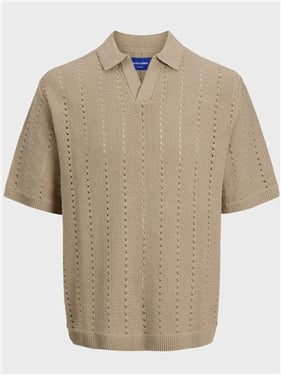 Jack & Jones Paros Knit Crochet Polo - Safari - XL