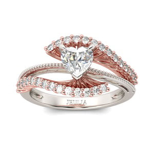 Jeulia Bead Two Tone Heart Cut Sterling Silver Ring