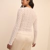 Cream Lace Scoop Neck Cardigan