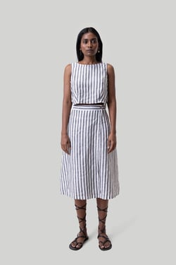 Breezy Summer Set in Linen Stripes - Striped Linen / 2XL