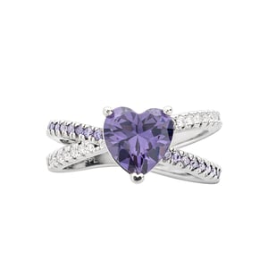 Jeulia Cross Your Heart Sterling Silver Ring
