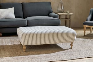 nkuku Sanja Stripe Upholstered Ottoman | Seating | One Size | Off White