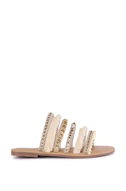 AKIRA Azalea Wang Leonora Embellished Sandal | White | Size 6