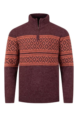 Weird Fish Kilnworth 1/4 Zip Fair Isle Jumper Mulled Wine Size 5XL