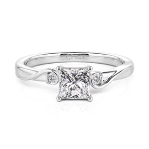 Jeulia Three Stone Princess Cut Engagement Ring with Twisted Band