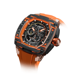 TSAR BOMBA Men's Automatic Watch | Orange | Tonneau Carbon Fiber Bezel | Citizen Miyota 82S7 Movement | 5ATM Waterproof Sport Luxury Skeleton Wristwatch | Dark Matter 1 TB8601