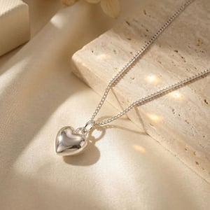 Minimalist Puffed Heart Sterling Silver Necklace