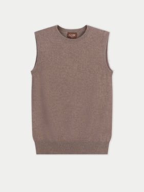 Organic Color Cashmere Timeless Crewneck Vest - XL / taupe / WK1065-0057